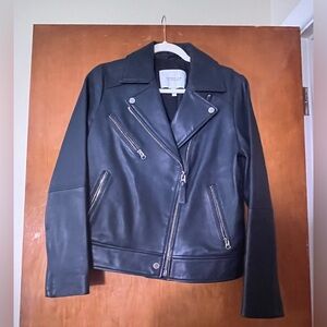Derek Lam 10 Crosby Navy Leather Jacket sz Small